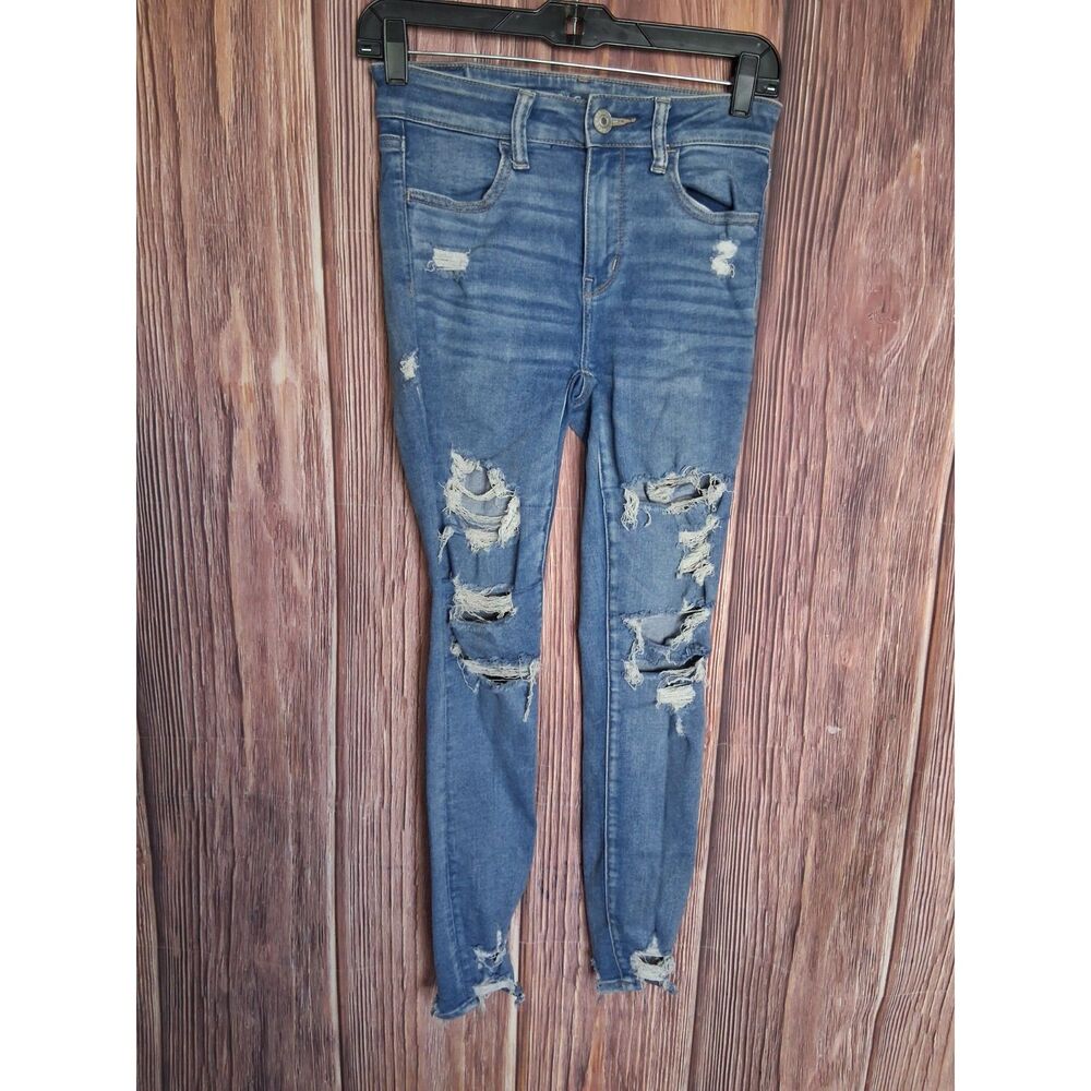 American Eagle high rise jegging ripped distressed grunge edgy casual size 2